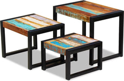 vidaXL - 3-delige - Tafeltjesset - massief - gerecycled - hout