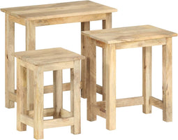 vidaXL - 3-delige - Tafeltjesset - massief - mangohout