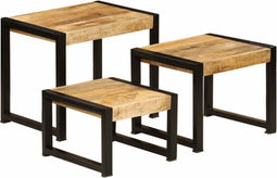 vidaXL - 3-delige - Tafeltjesset - massief - mangohout