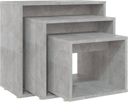 vidaXL - 3-delige - Tafeltjesset - spaanplaat - betongrijs