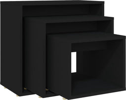 vidaXL - 3-delige - Tafeltjesset - spaanplaat - zwart