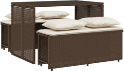 vidaXL - 3-delige - Tuinset - met - kussens - poly - rattan - bruin