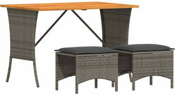 vidaXL - 3-delige - Tuinset - met - kussens - poly - rattan - grijs
