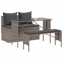 vidaXL - 3-delige - Tuinset - met - kussens - poly - rattan - grijs
