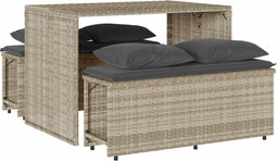 vidaXL - 3-delige - Tuinset - met - kussens - poly - rattan - lichtgrijs