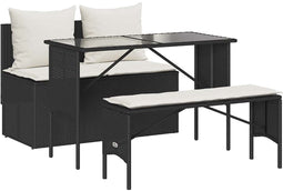 vidaXL - 3-delige - Tuinset - met - kussens - poly - rattan - zwart