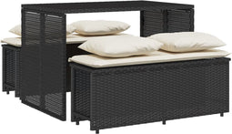vidaXL - 3-delige - Tuinset - met - kussens - poly - rattan - zwart
