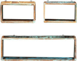 vidaXL - 3-delige - Wandschappenset - kubus - massief - gerecycled - hout