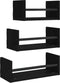 vidaXL - 3-delige - Wandschappenset - met - stangen - bewerkt - hout - zwart