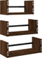 vidaXL - 3-delige - Wandschappenset - met - stangen - bewerkt - hout - bruineiken