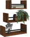 vidaXL - 3-delige - Wandschappenset - met - stangen - bewerkt - hout - bruineiken