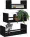 vidaXL - 3-delige - Wandschappenset - met - stangen - bewerkt - hout - zwart
