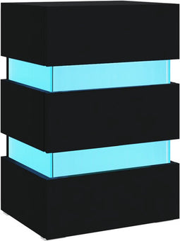 vidaXL - 326846 - - Nachtkastje - LED - 45x35x67 - cm - bewerkt - hout - zwart