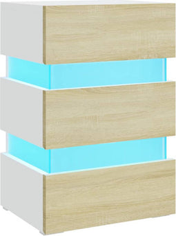 vidaXL - 326846 - - Nachtkastje - LED - 45x35x67 - cm - bewerkt - hout - wit