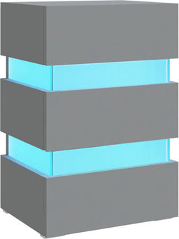 vidaXL - 326846 - - Nachtkastje - LED - 45x35x67 - cm - bewerkt - hout - grijs