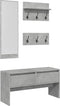 vidaXL - 4-delige - Garderobe - set - bewerkt - hout - betongrijs