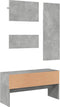 vidaXL - 4-delige - Garderobe - set - bewerkt - hout - betongrijs