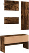 vidaXL - 4-delige - Garderobe - set - bewerkt - hout - gerookt - eikenkleurig