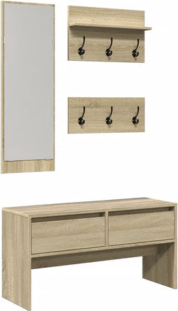 vidaXL - 4-delige - Garderobe - set - bewerkt - hout - sonoma - eikenkleurig