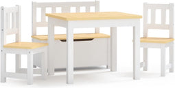 vidaXL 4-delige Kindertafel- en stoelenset MDF wit en beige