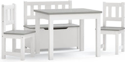vidaXL 4-delige Kindertafel- en stoelenset MDF wit en grijs