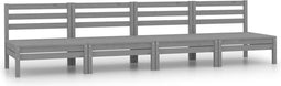 vidaXL - 4-delige - Loungeset - massief - grenenhout - grijs