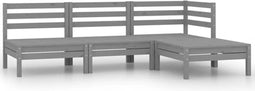 vidaXL - 4-delige - Loungeset - massief - grenenhout - grijs