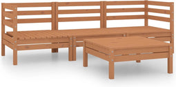 vidaXL - 4-delige - Loungeset - massief - grenenhout - honingbruin