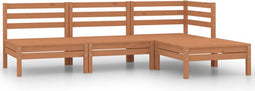 vidaXL - 4-delige - Loungeset - massief - grenenhout - honingbruin
