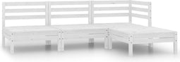 vidaXL - 4-delige - Loungeset - massief - grenenhout - wit