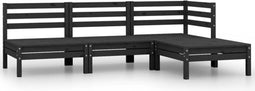 vidaXL - 4-delige - Loungeset - massief - grenenhout - zwart