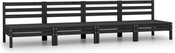 vidaXL - 4-delige - Loungeset - massief - grenenhout - zwart