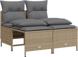 vidaXL - 4-delige - Loungeset - met - kussens - poly - rattan - beige