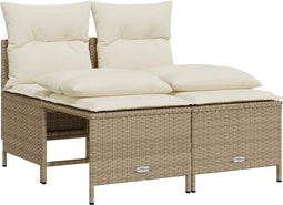 vidaXL - 4-delige - Loungeset - met - kussens - poly - rattan - beige