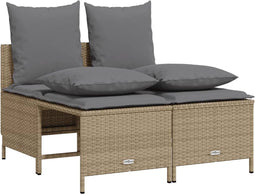 vidaXL - 4-delige - Loungeset - met - kussens - poly - rattan - beige
