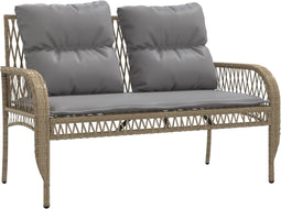 vidaXL - 4-delige - Loungeset - met - kussens - poly - rattan - beige