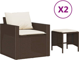 vidaXL - 4-delige - Loungeset - met - kussens - poly - rattan - bruin