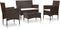 vidaXL - 4-delige - Loungeset - met - kussens - poly - rattan - bruin