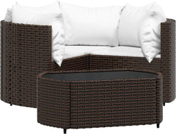 vidaXL - 4-delige - Loungeset - met - kussens - poly - rattan - bruin