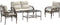 vidaXL - 4-delige - Loungeset - met - kussens - poly - rattan - bruin