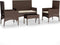 vidaXL - 4-delige - Loungeset - met - kussens - poly - rattan - bruin