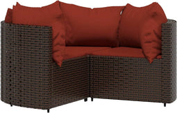 vidaXL - 4-delige - Loungeset - met - kussens - poly - rattan - bruin