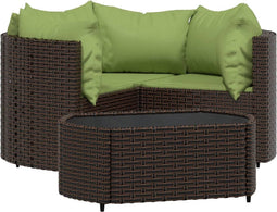vidaXL - 4-delige - Loungeset - met - kussens - poly - rattan - bruin