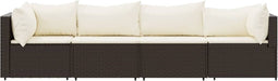 vidaXL - 4-delige - Loungeset - met - kussens - poly - rattan - bruin