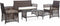 vidaXL - 4-delige - Loungeset - met - kussens - poly - rattan - bruin