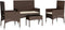 vidaXL - 4-delige - Loungeset - met - kussens - poly - rattan - bruin