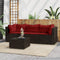 vidaXL - 4-delige - Loungeset - met - kussens - poly - rattan - bruin
