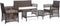 vidaXL - 4-delige - Loungeset - met - kussens - poly - rattan - bruin