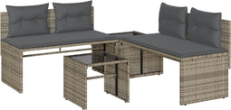 vidaXL - 4-delige - Loungeset - met - kussens - poly - rattan - grijs