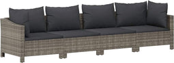 vidaXL - 4-delige - Loungeset - met - kussens - poly - rattan - grijs
